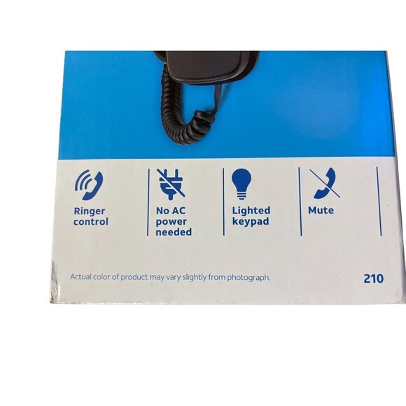 AT&T Trimline Corded Basic Phone NEW 210 Black No AC Power Needed - Picture 5 of 11